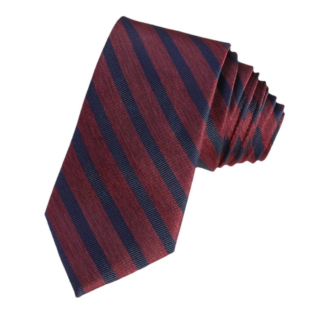 Haines & Bonner All Silk Tie Men Burgundy Blue REPP London Hand Made 3" Width